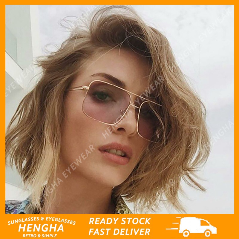 Đôi kính mát chống nắng gọng vuông UV400 thời trang cho nam nữ