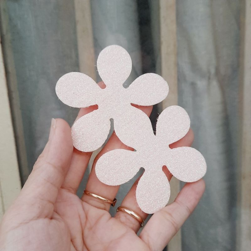 2 miếng dán mái trang điểm màu kim tuyến hình hoa (4.5×8.5cm)