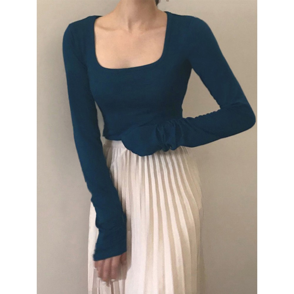 Áo thun nữ dài tay ôm body cổ vuông HOT 2022 (ORDER) - Nhiều màu