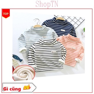 Áo giữ nhiệt cho bé trai bé gái lót nỉ nhung cổ cao 3p 6-40kg