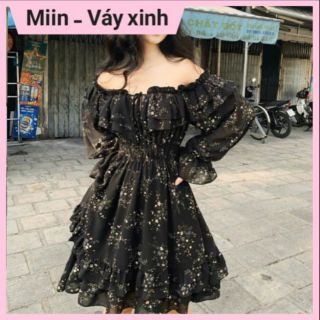 Váy trễ vai hoa nhí (3 màu)