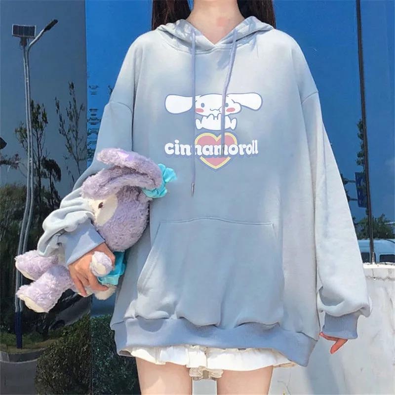 Áo hoodie ZHELIHANGFEI tay dài dáng rộng in hình chú chó yugui đáng yêu