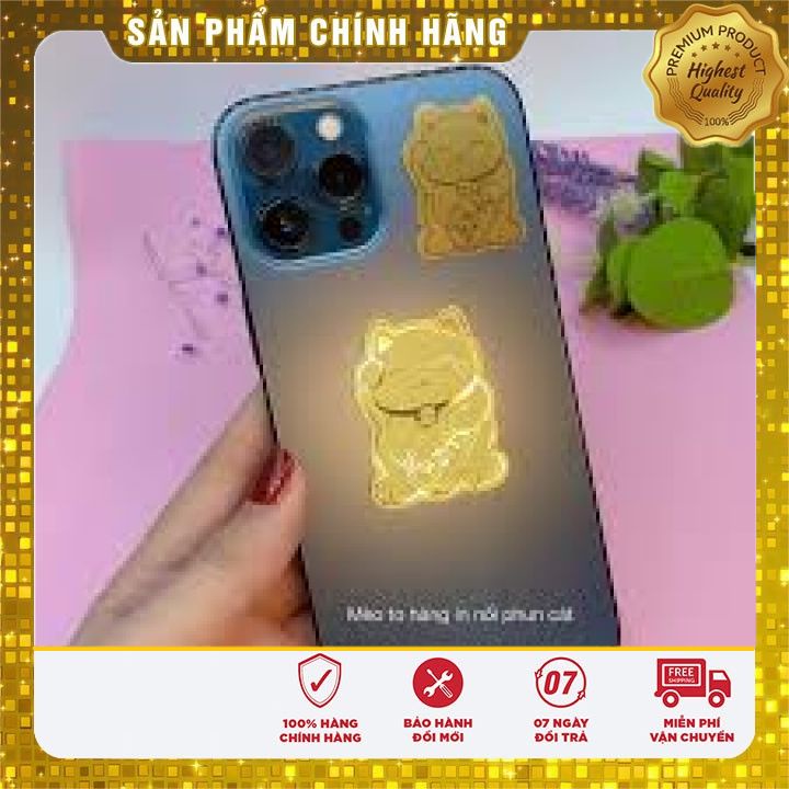 Miếng dán Mèo thần tài - Chú Trâu vàng tết Tân Sửu 2021 chiêu tài, hút lộc dán điện thoại hoặc đựng trong ví tiền