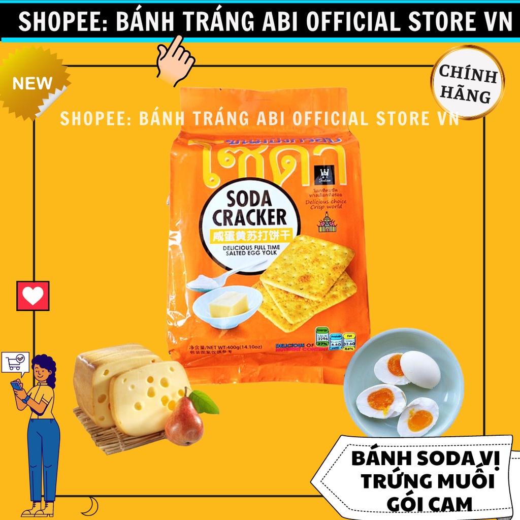 BÁNH QUY SODA CRACKER ĂN KIÊNG THÁI LAN 3 VỊ GÓI 400G
