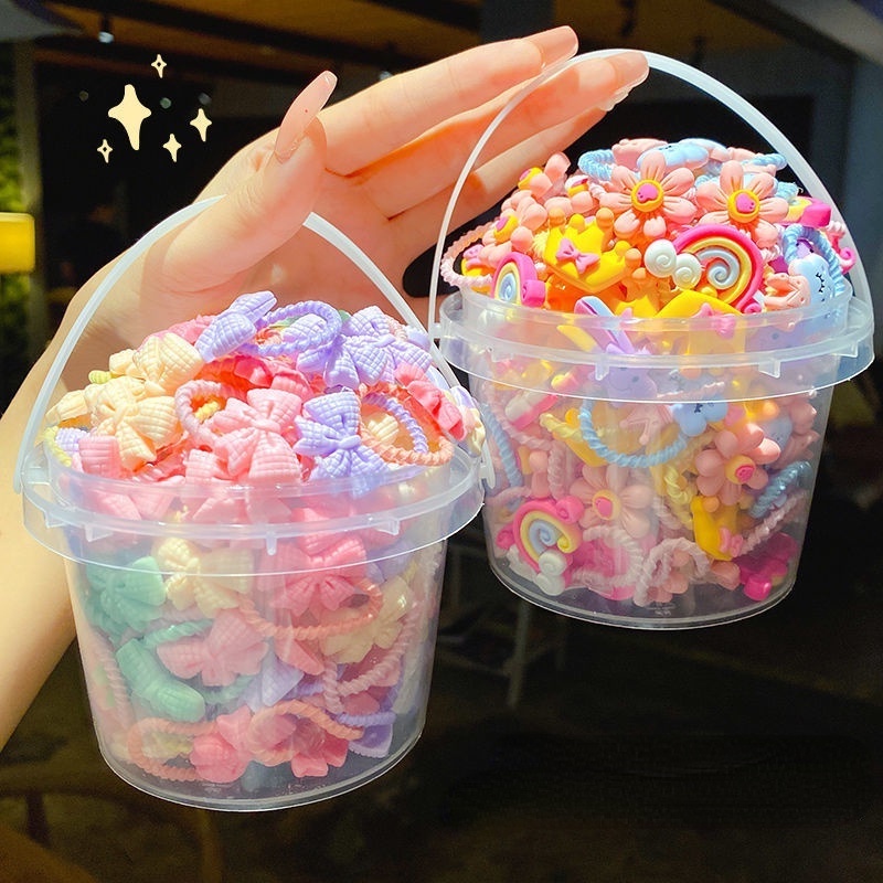 Dây Cột Tóc Co Giãn Đính Hoa Màu Macaron Dễ Thương Phong Cách Hàn Quốc Cho Bé Gái