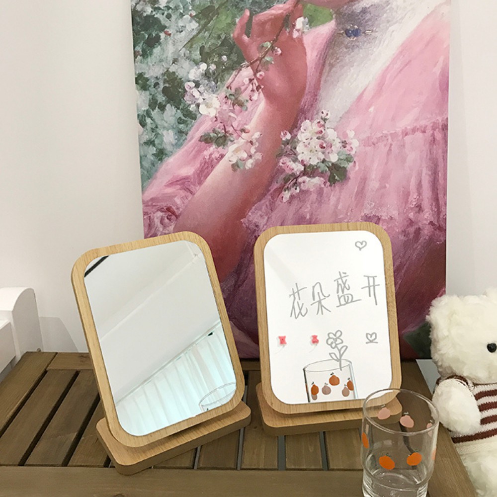 Gương để bàn,gương để bàn trang điểm mini,chất gỗ thông tự nhiên siêu bền ATILA.SHOP