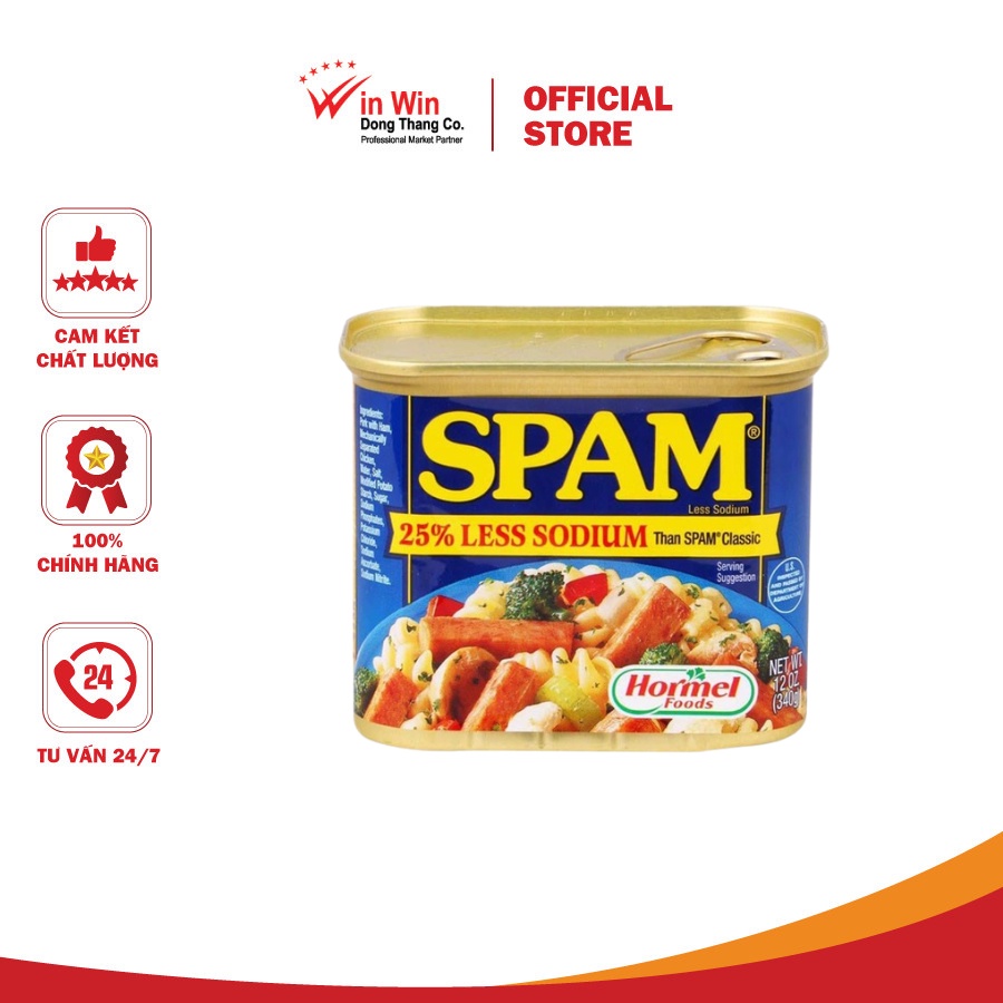 Thịt Hộp SPAM Giảm Mặn 340g - Nhập Khẩu Mỹ | Hormel SPAM Less Sodium 340g