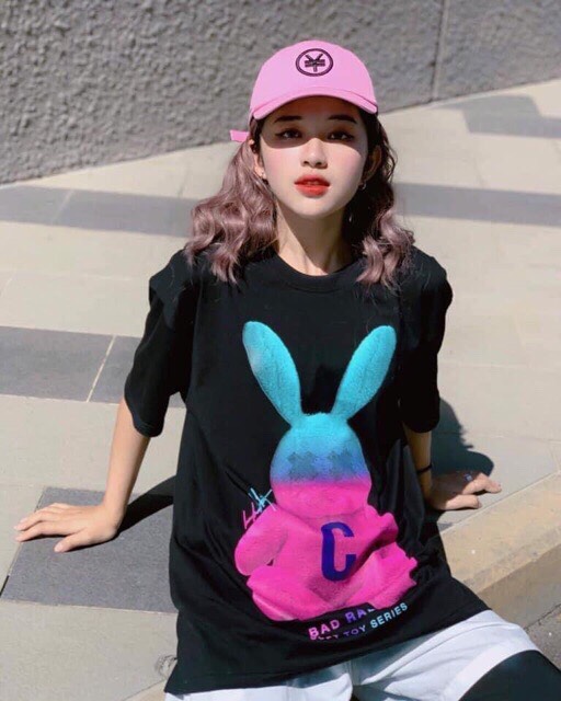 Áo thun tay lỡ Daski dáng Unisex form rộng phong cách Ulzzang hình BAD RABBIT 3 màu