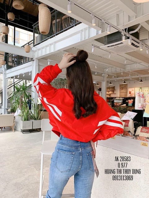 Khoác dù cropt sọc