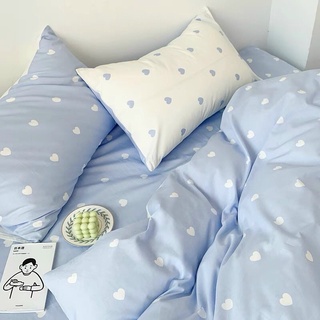 💜 Set chăn ga cotton poly 4 món chấm bi xanh 💜