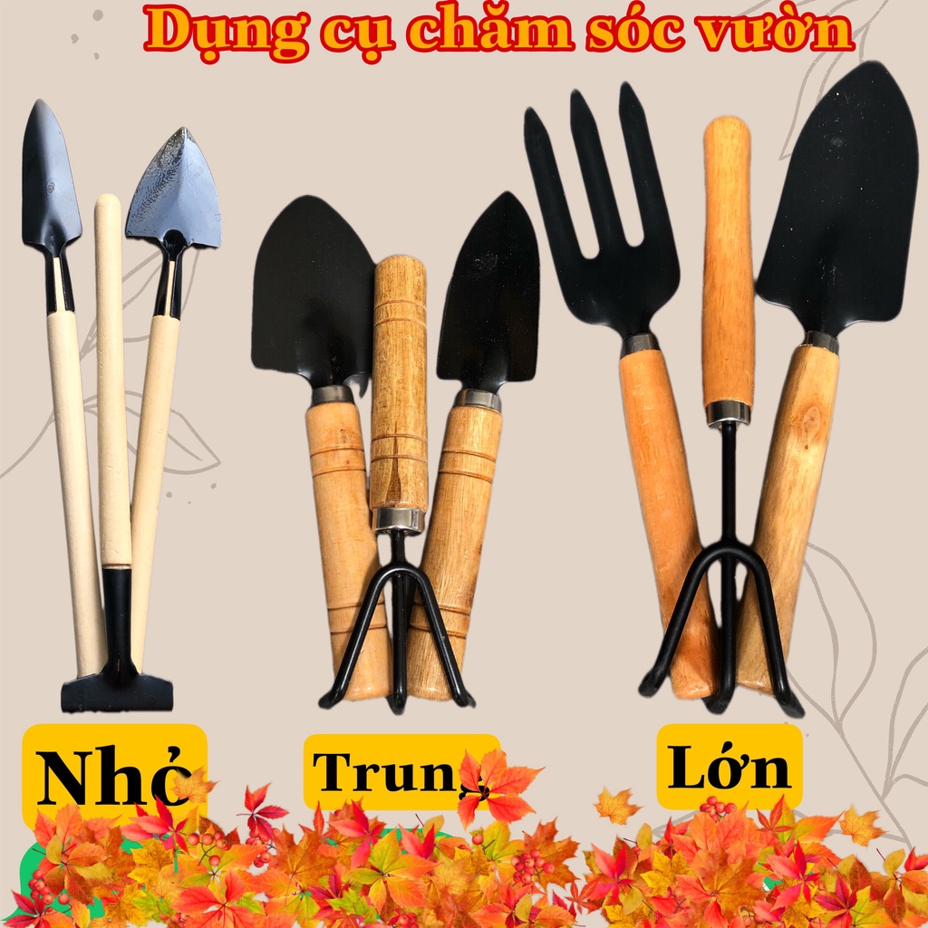 Bộ Dụng Cụ Làm Vườn Cán Gỗ - nhỏ