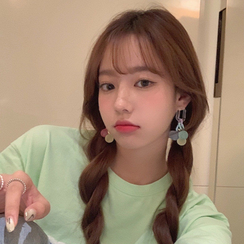 Đôi bông tai bằng Acrylic màu sắc tương phản đơn giản thời trang cho nữ