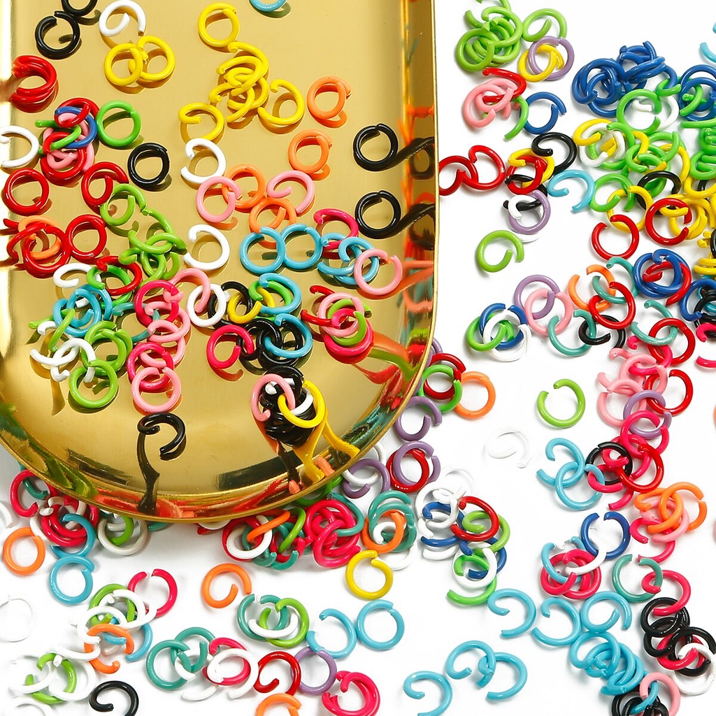 Set 50 khoen kim loại nhiều màu sắc trang trí bím tóc size 8mm