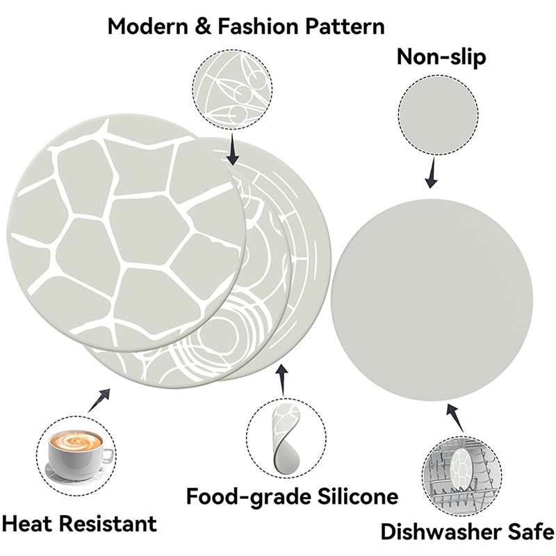 Bộ 8 Đế Lót Ly Bằng Silicone Mềm Chống Trượt Kèm Giá Đỡ Tiện Dụng
