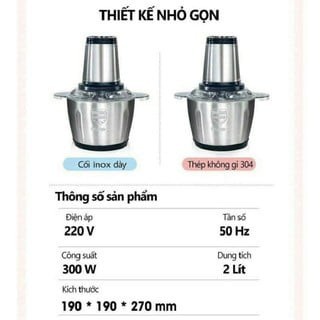 MÁY XAY THỊT CỐI INOX CÔNG SUẤT 250W DAO 4 LƯỠI FOOD PROCESSOR HDA 2 LÍT/ LƯỠI DAO DỰ PHÒNG