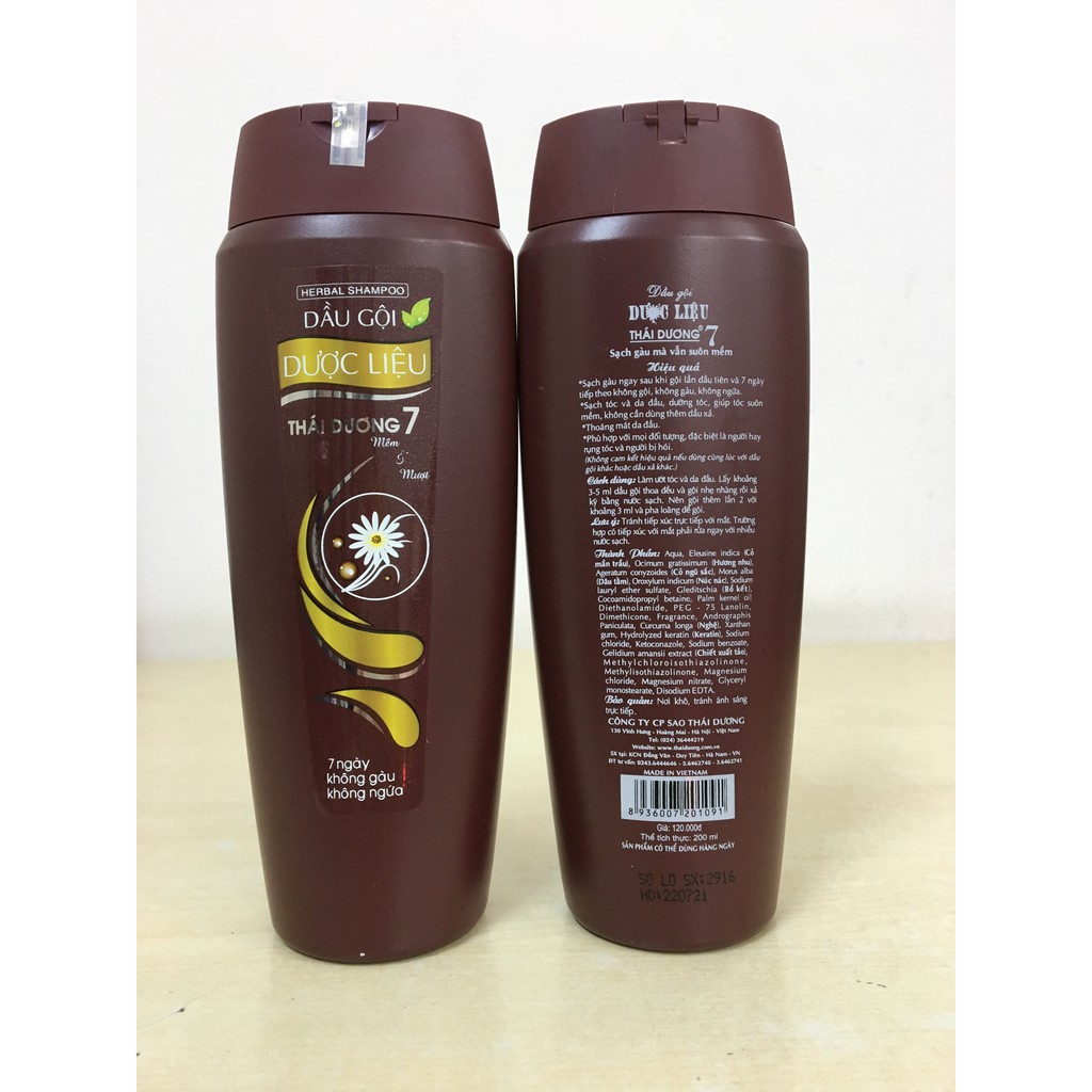 Dầu Gội &quot;7 ngày không gàu, không ngứa&quot; - Dược Liệu THÁI DƯƠNG 7 - 200ml