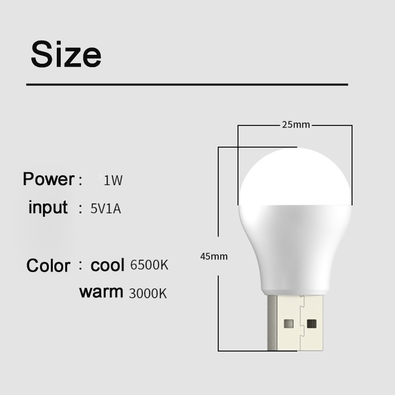 Bóng Đèn LED Mini 5V Cổng USB Thiết Kế Nhỏ Gọn Tiện Dụng Cho Học Sinh/ Cắm Trại