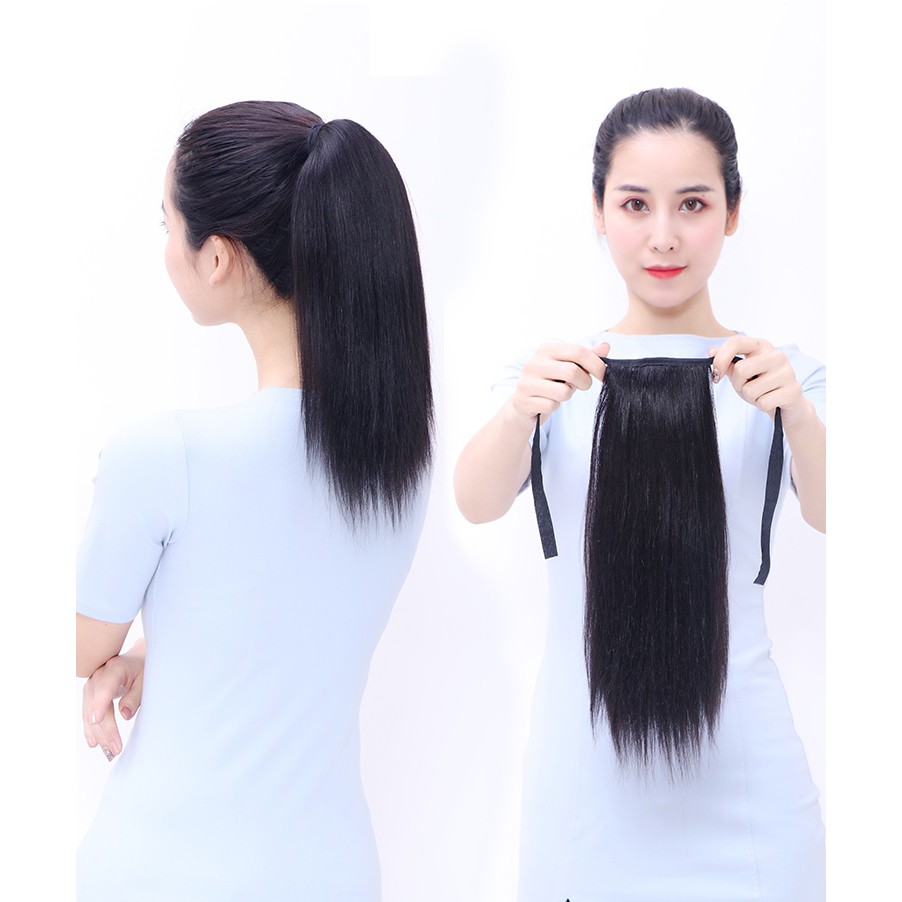 Tóc giả nữ cột thẳng 40cm ❤️FREESHIP❤️ buộc tóc giả, tóc giả buộc, Tóc cột đuôi thẳng 40cm