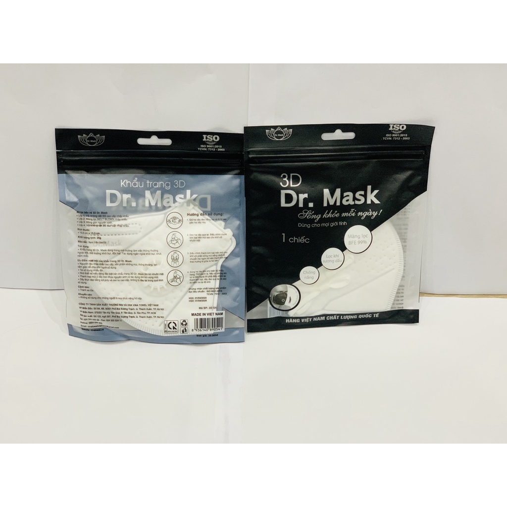 Túi 1 Chiếc Khẩu Trang 4 Lớp 3DS4 Dr Mask Chống Nắng, Lọc Khí Sương Dầu, Màng Lọc BFE 99%