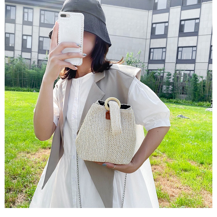 Túi Cói Xô Đi Biển Phối Quai Đeo Cổ Tay Cực Chất Style Hàn