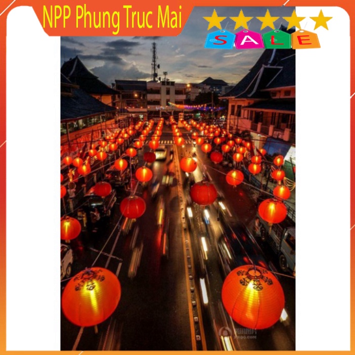 Lồng đèn trang trí vải khung kim loại 5 màu trang trí Trí Lễ Hội, Quán Cafe, Trà Chanh Dùng Được Ngoài Trời