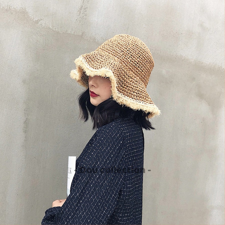 [NowShip2h] Mũ Cói (Nón Cói) Mềm Rơm Rafi Phối Viền Tua Rua Đi Biển - Mã NC010
