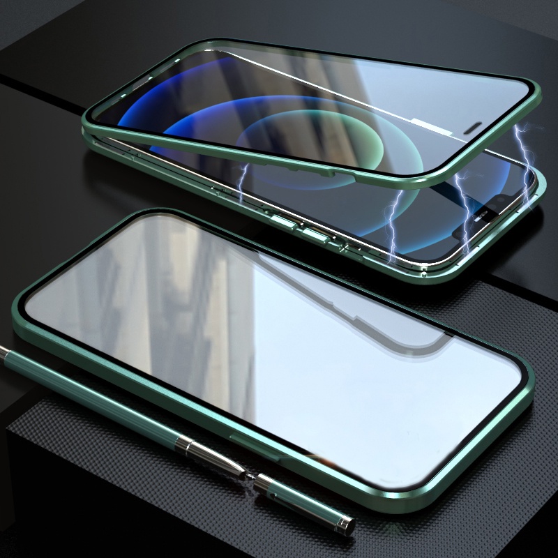 Ốp Điện Thoại Nắp Lật Kính Cường Lực Hai Mặt Bảo Vệ 360 Độ Cho Xiaomi Redmi Note 10 Pro 11 Pro 7 Pro 8 Pro 8T 9S 9 Pro° Bảo Vệ Ốp Lưng