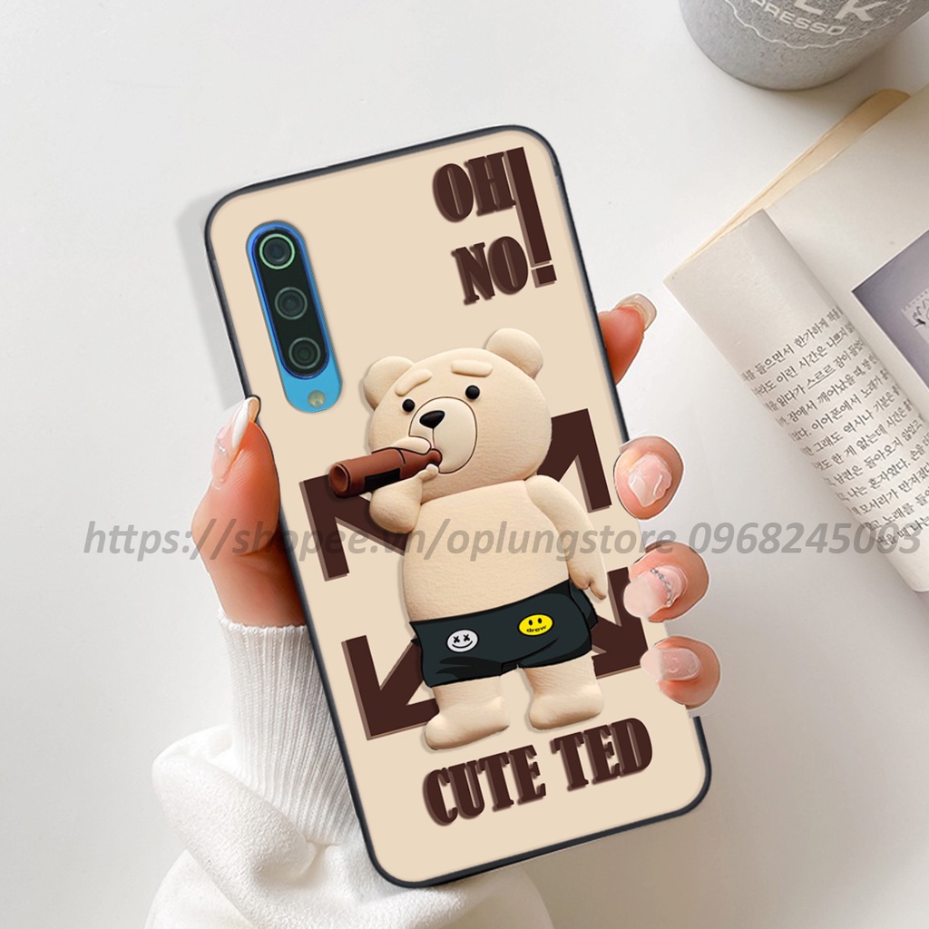 Ốp lưng Xiaomi Mi9 / Mi 9 Se in hình 3D gấu cute cool ngầu giả nổi.