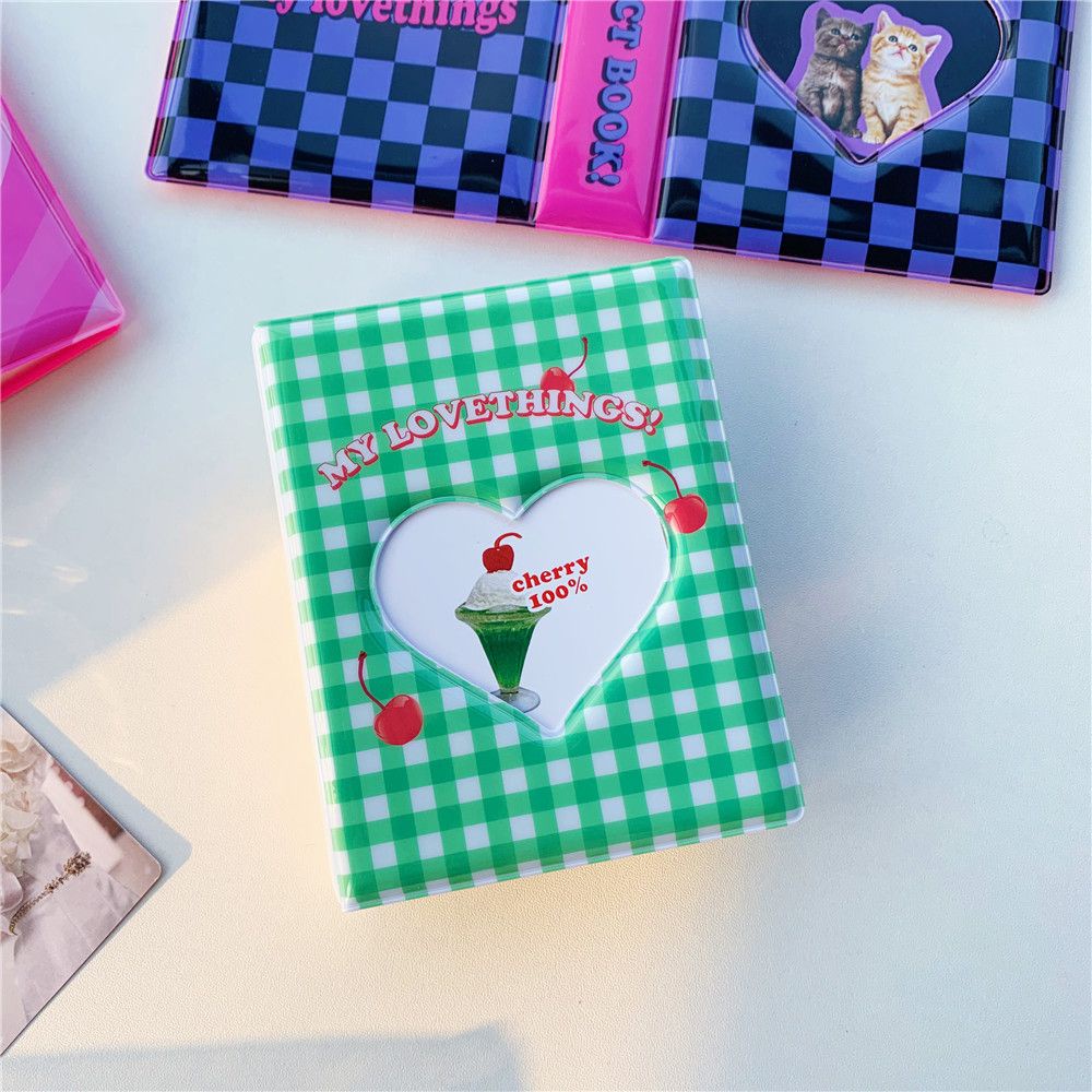 LANFY Kawaii Photo Album Hollowed Heart Postcards Organizer Collect Books Idol Album ID Holder Card Stock Binder Album 3 inch Business Card Kpop Card Binder