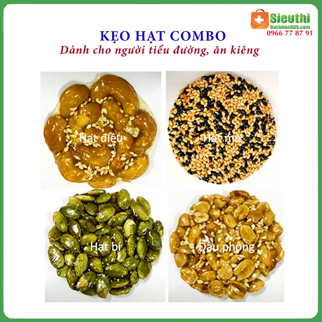 Kẹo cho người tiểu đường, ăn kiêng, kẹo hạt dinh dưỡng cao cấp Premi craker hộp 180g Siêu Thị Sức Khoẻ 365