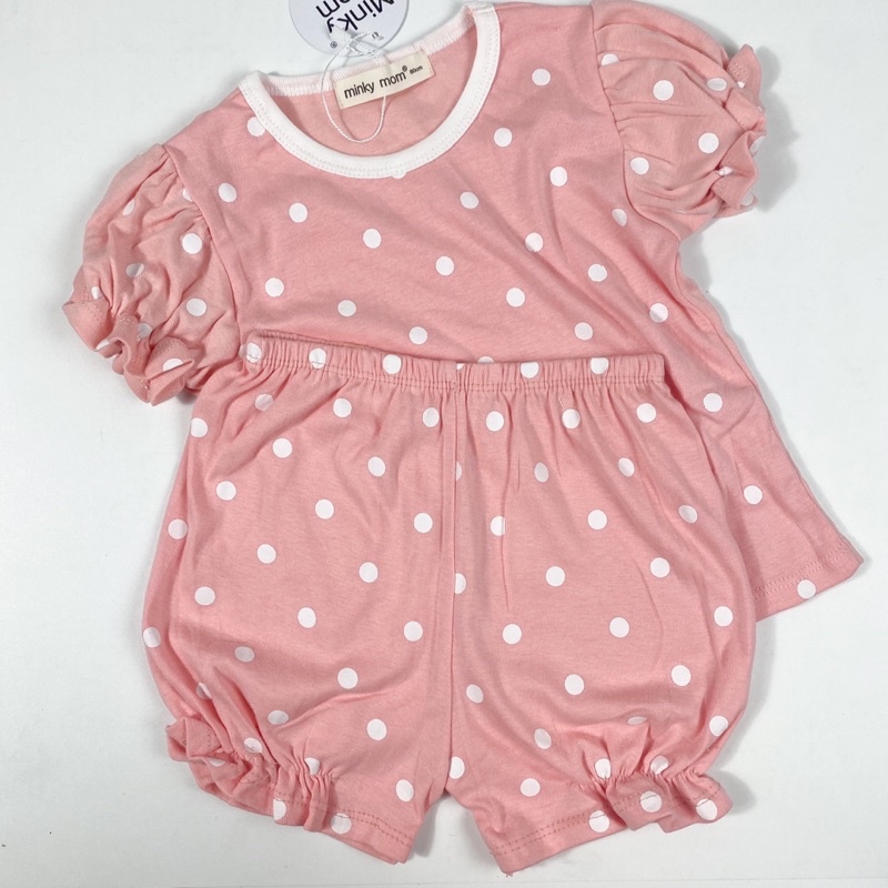 TNin94 Bộ Cotton Hàn Chấm Bi Bé Gái Tay Nhún Quần Bí Từ 8kg đến 25kg