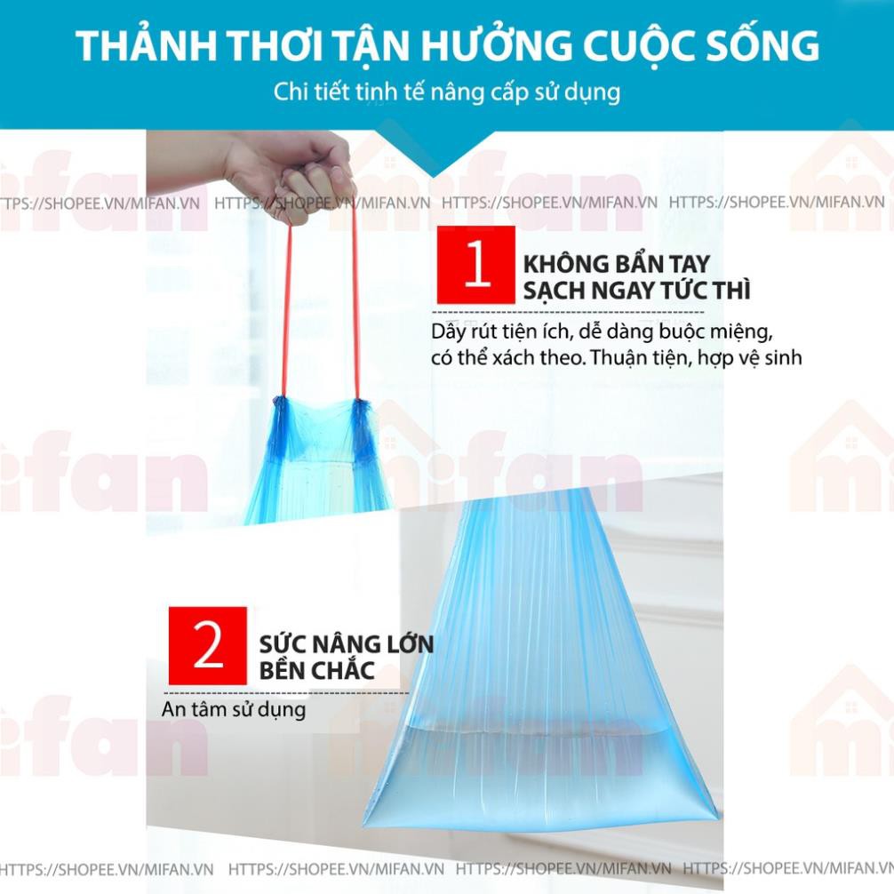 Túi Đựng Rác Tự Phân Huỷ Có Dây Rút 45x50 cm 15 túi/cuộn