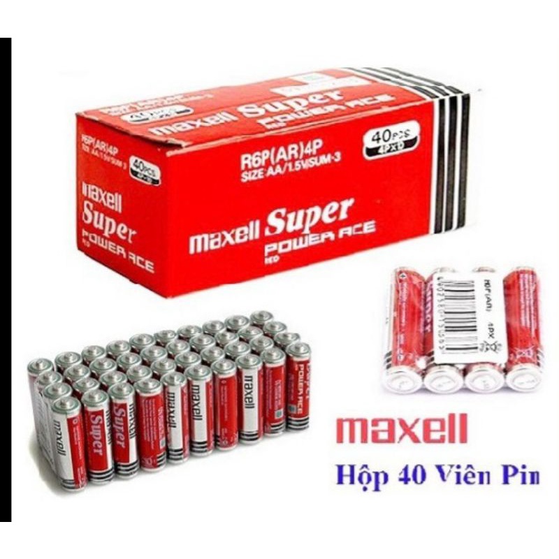 Sỉ 1 hộp 40 viên super maxell AA 2A chính hãng