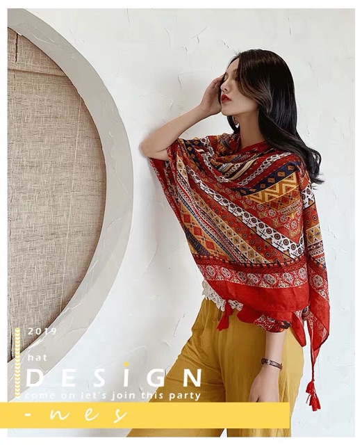Khăn choàng thổ cẩm boho khăn choàng du lịch biển