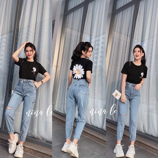 Quần baggy bò rách gối