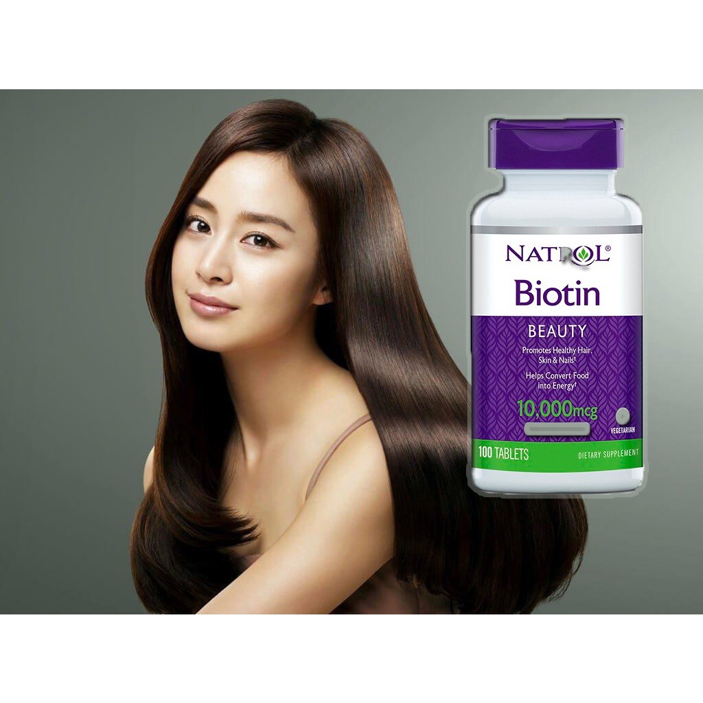 Viên uống Natrol Biotin 10.000mcg hỗ trợ mọc tóc lọ 100 viên - CO043