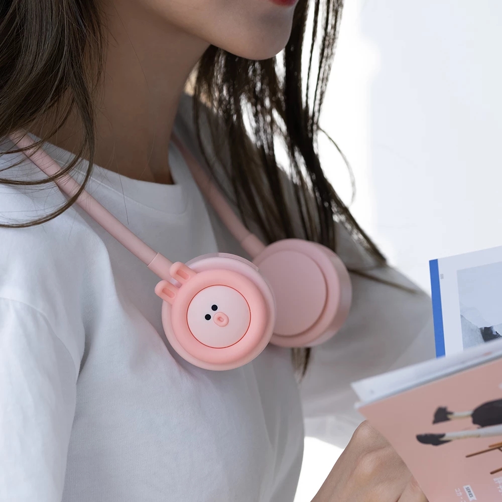 Quạt làm mát UARELIFFE mini đeo cổ yên tĩnh silicone mềm sạc lại được rảnh tay dành cho hoạt động ngoài trời
