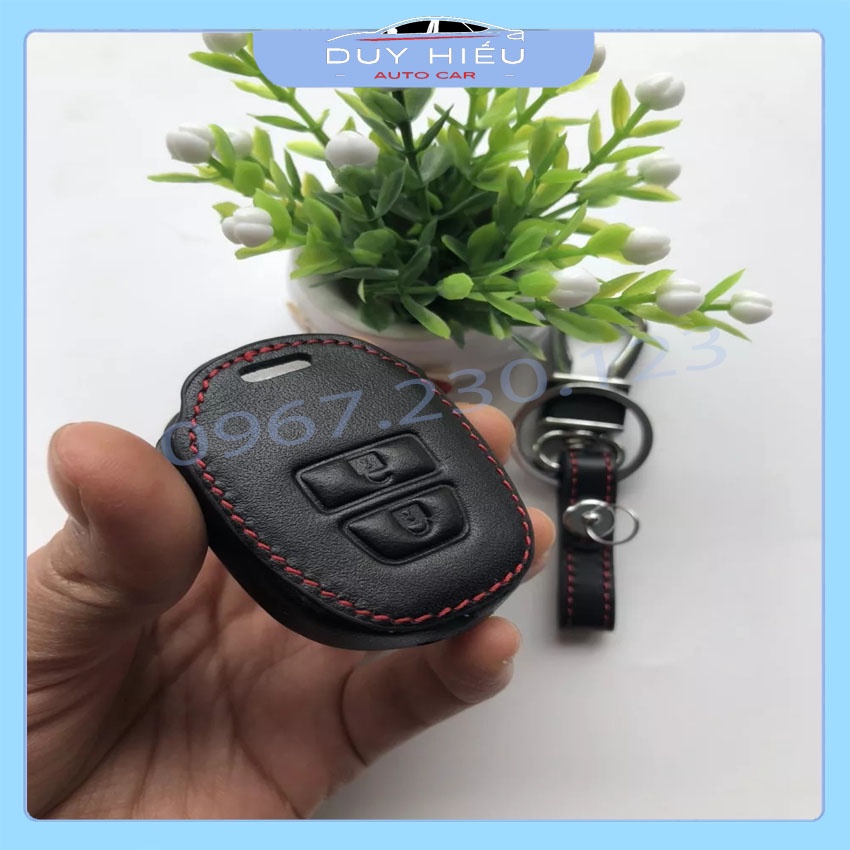 Bao Da Ốp Móc Chìa Khóa TOYOTA VIOS - YARIS 2014-2017 2 Nút Có Chìa Cam Kết Da Thật Siêu Bền, Có LOGO Kim Loại Ảnh Thật