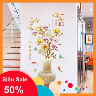 Decal dán tường bình hoa mai kích thướcndán 1.2*0.6m