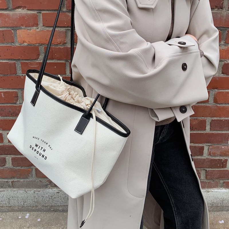 Túi Dây Rút Vải canvas In Chữ Phong Cách Hàn Quốc Thời Trang Mùa Hè Mới 2021 Cho Nữ