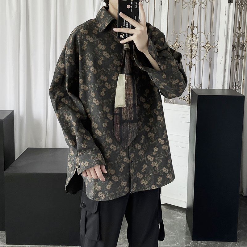 Áo sơ mi tay dài họa tiết hoa phong cách Vintage dành cho nam