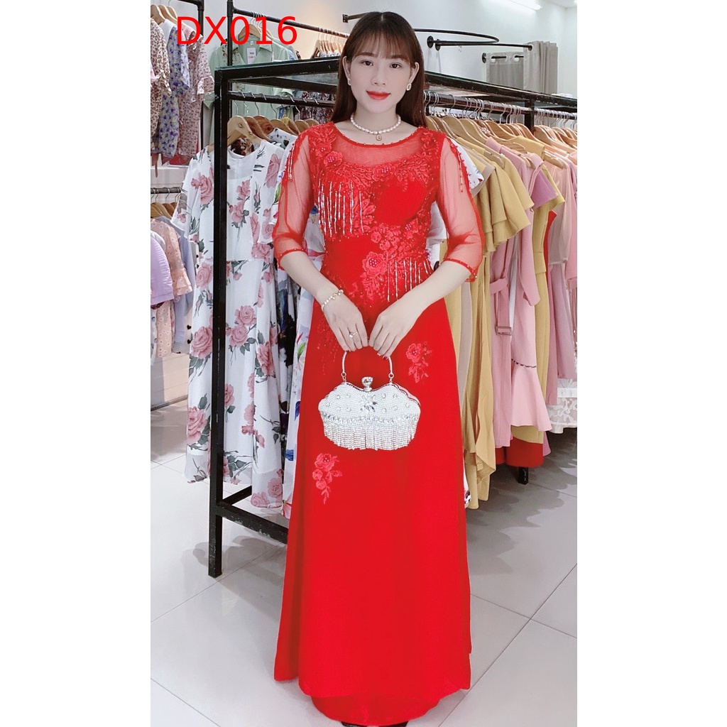 Đầm Nữ Thiết Kế Dạ Hội Đính Hoa Cao Cấp - Váy Đầm Trung Niên-DX016