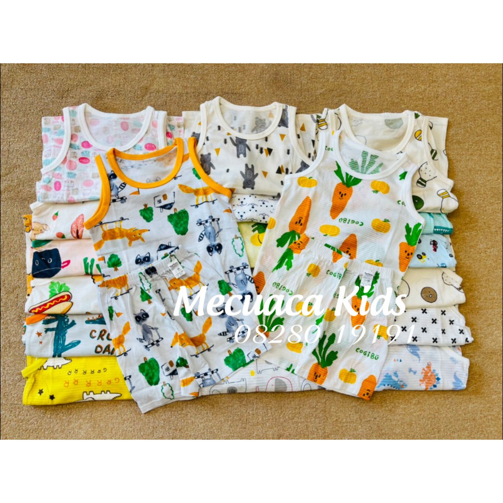 [90-140] (2-7y) Bộ cotton tre/cotton giấy ba lỗ cho bé/bé trai/bé gái xuất Hàn