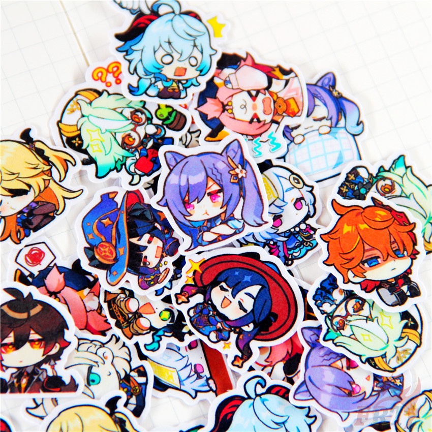 ★★★ Miếng Dán Mini Genshin Impact Q-1 Trang Trí Sổ Tay ★★★ 48 Miếng Dán Decal Thời Trang Trang Trí Album
