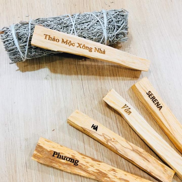 Palo Santo khắc chữ tuỳ chọn- THẢO MỘC XÔNG NHÀ SERENA