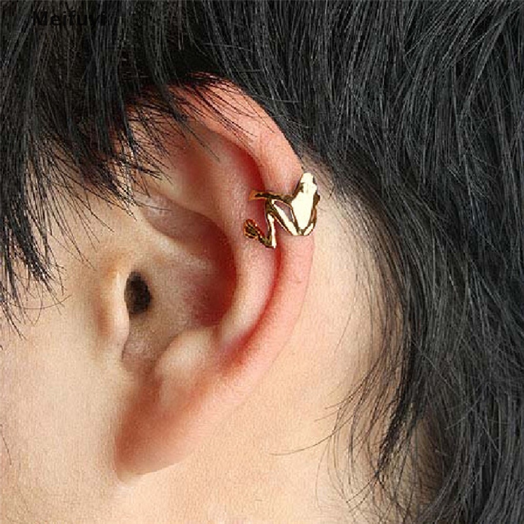 [Meifuyi] Fashion 1Pcs Punk Gold Plated Cute Frog Cuff Ear Clip Wrap Earring Retro Jewelry COD