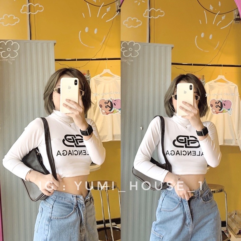 Áo Croptop Cổ Lọ Dài Tay Chất Thun Borzip Siêu Đẹp [Ảnh Thật] Áo Tay Dài Ôm Body Năng Động alohashop91ong tho