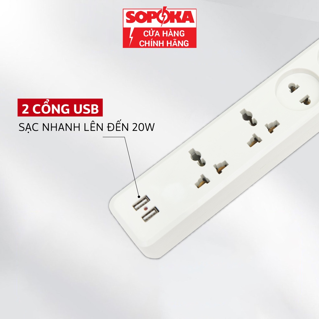 Ổ cắm điện đa năng SOPOKA Có USB 27W 4U1 4U2 an toàn tiện lợi