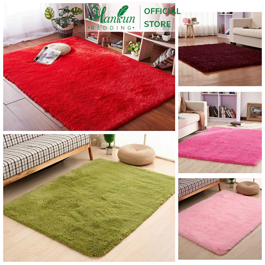 Thảm lông trải sàn Hankun trang trí phòng ngủ (hàng nhập khẩu) hình tròn 1m và chữ nhật kích thước 1m6x2m