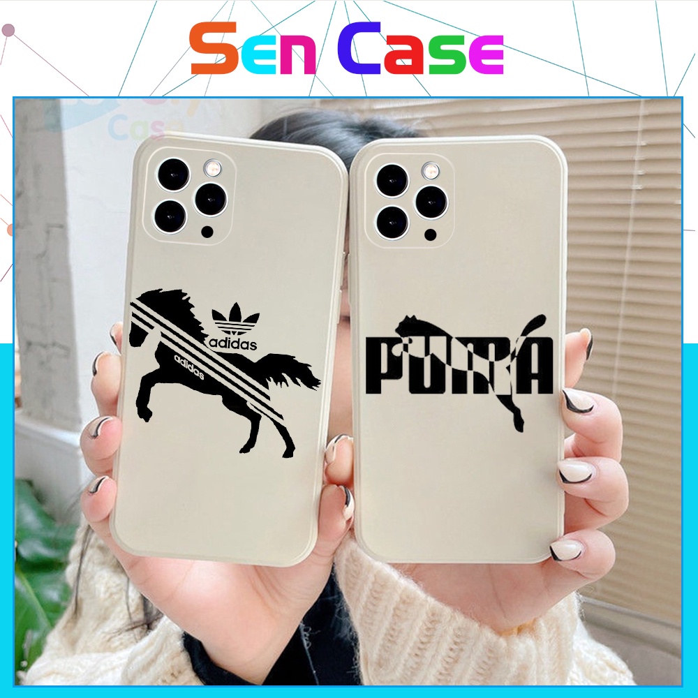 Ốp Lưng Iphone TPU Cạnh Vuông P.u.m.a & A.d.i.D.a.s, TPU Trắng choIph6/6plus/6s/6splus/7/7plus/8/8plus/x/xs/11/12/promax